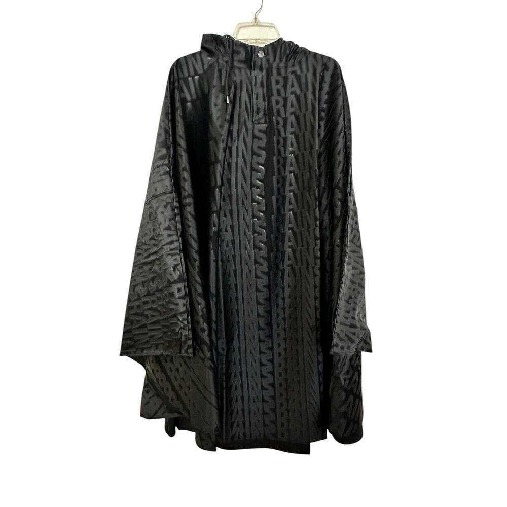 Rains Black Monogram Cape Large Unisex Poncho Waterproof - Picture 2 of 5